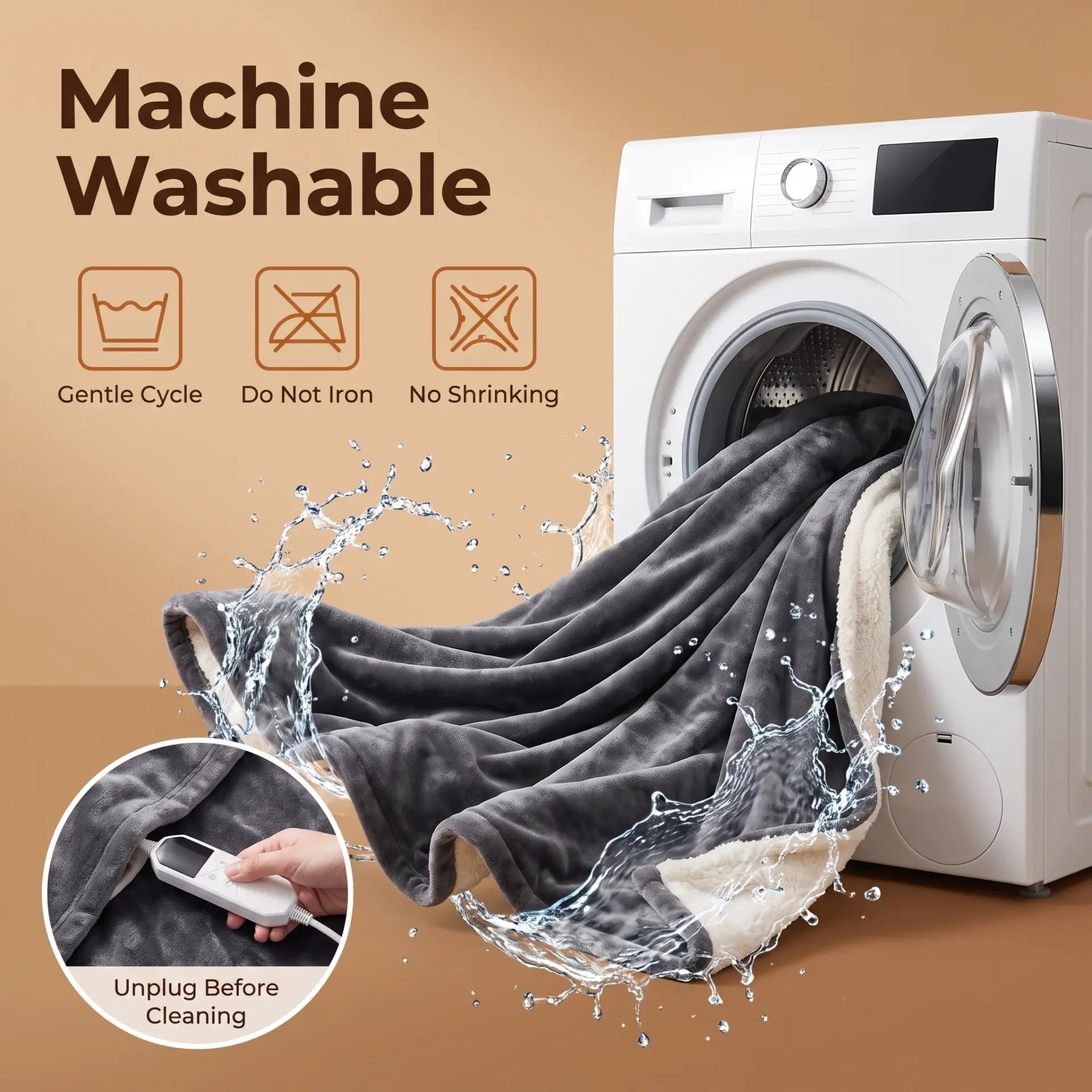 EverWarm heated robe machine-washing instructions